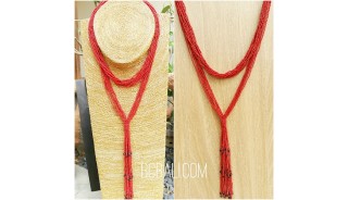 multiple strand beads red necklaces double wrist 